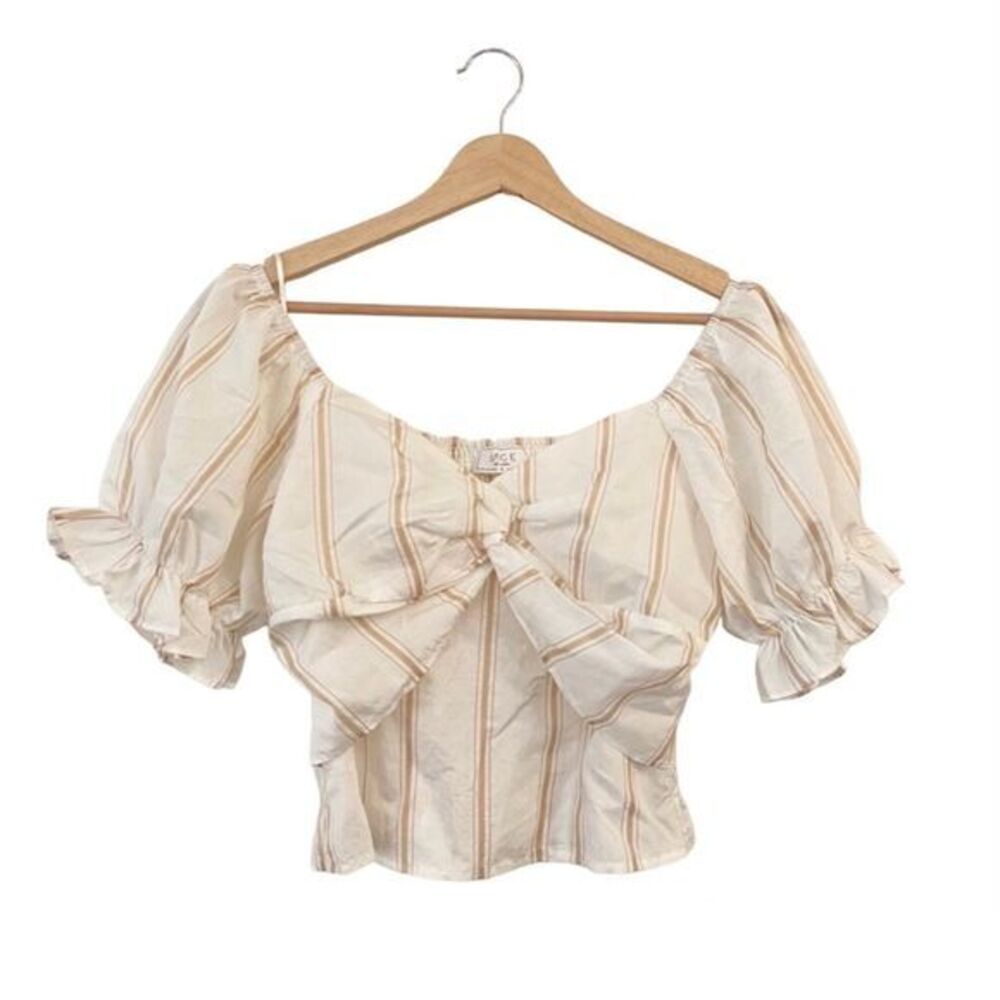 SAGE the‎ Label Crop Puff Sleeve Smocked Blouse Size Small